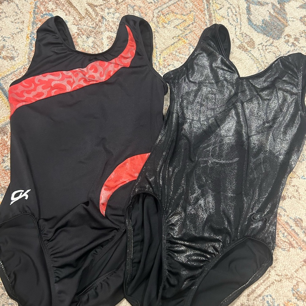 GK Gymnastics Black and Red Athletic Leotards